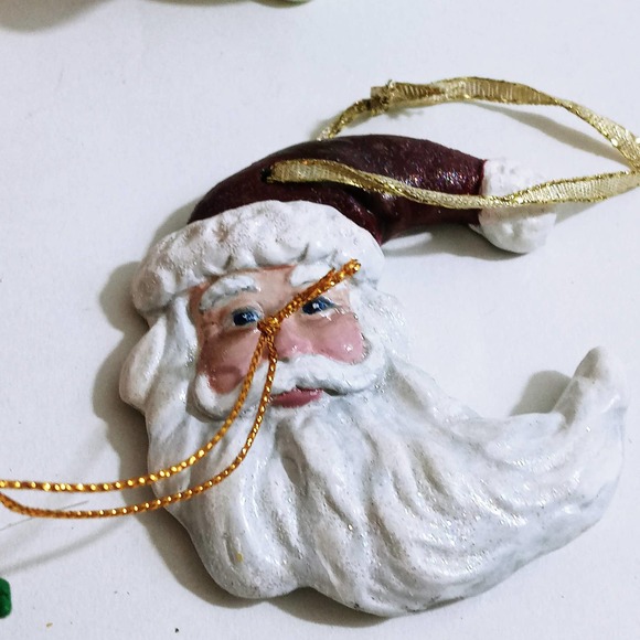 Vintage Christmas Santa Claus Tree Ornaments 8 Assorted Wood Paper Resin Snowmen - Picture 8 of 8